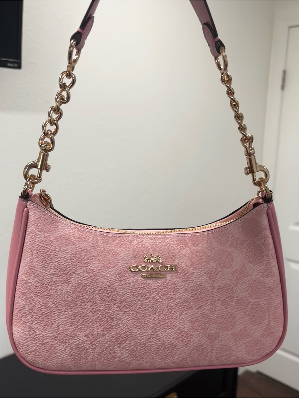 Coach Pink Signature Teri Shoulder Bag